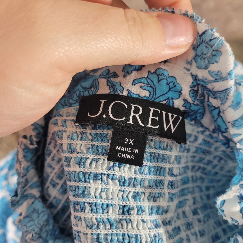 J. Crew Garden Soft Gauze Top In Blue And White Blooms Floral Size 3x - Picture 7 of 9